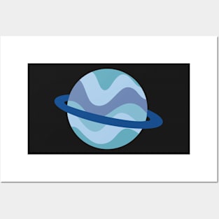 blue wavy planet sticker Posters and Art